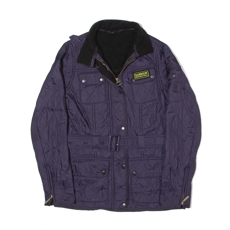 BARBOUR INTERNATIONAL Fleece Lined Quilted Jacket Purple Womens UK 6 Quilted Jacket Puffer Jacket Insulated Jacket BARBOUR INTERNATIONAL Fleece Lined Quilted Jacket Purple Womens UK 6 Quilted Jacket Puffer Jacket Insulated Jacket