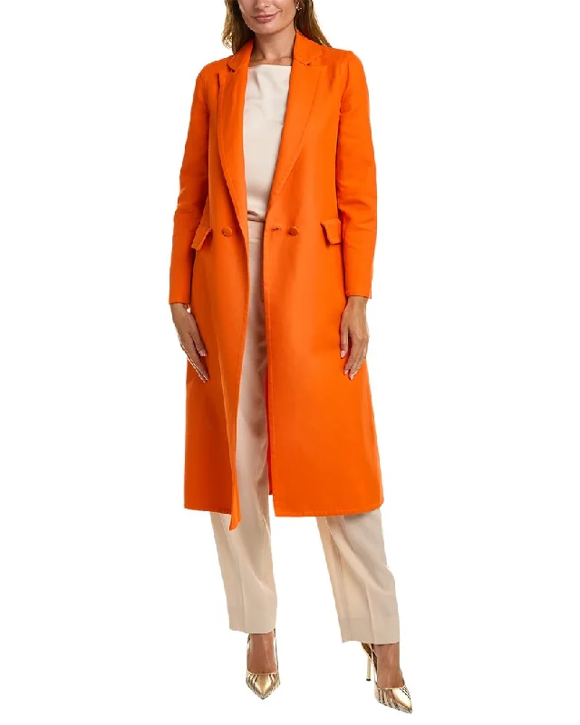 Oscar De La Renta Twill Coat Faux Fur Real Fur Shearling