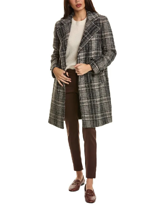 Elie Tahari Double-Breasted Coat Vent Hem Cuff