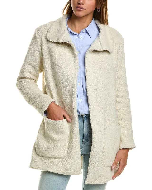 James Perse Funnel Neck Wool-Blend Coat Rayon Velvet Corduroy