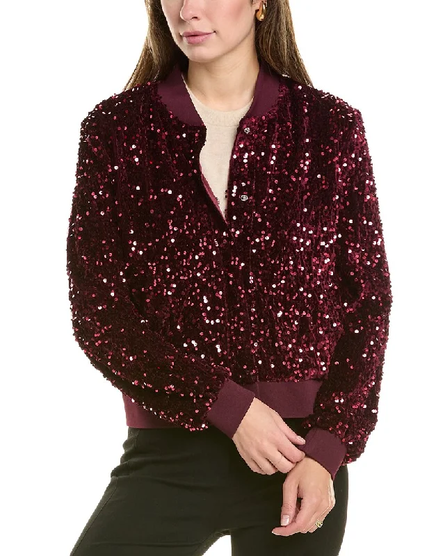 Nanette Nanette Lepore Velvet Sequin Bomber Jacket Hoodie Zip-Up Jacket Button-Up Jacket Nanette Nanette Lepore Velvet Sequin Bomber Jacket Hoodie Zip-Up Jacket Button-Up Jacket