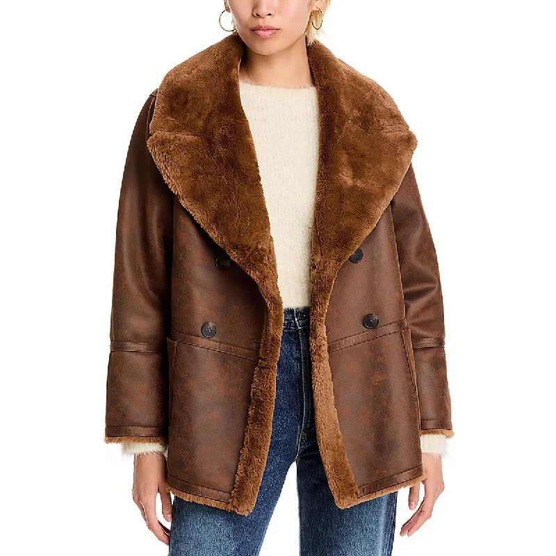 Womens Double Breasted Faux Suede Faux Fur Coat Bomber Jacket Denim Jacket Leather Jacket Womens Double Breasted Faux Suede Faux Fur Coat Bomber Jacket Denim Jacket Leather Jacket