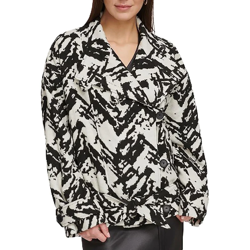 Womens Jacquard Printed Trench Coat Coat Overcoat Trench Coat