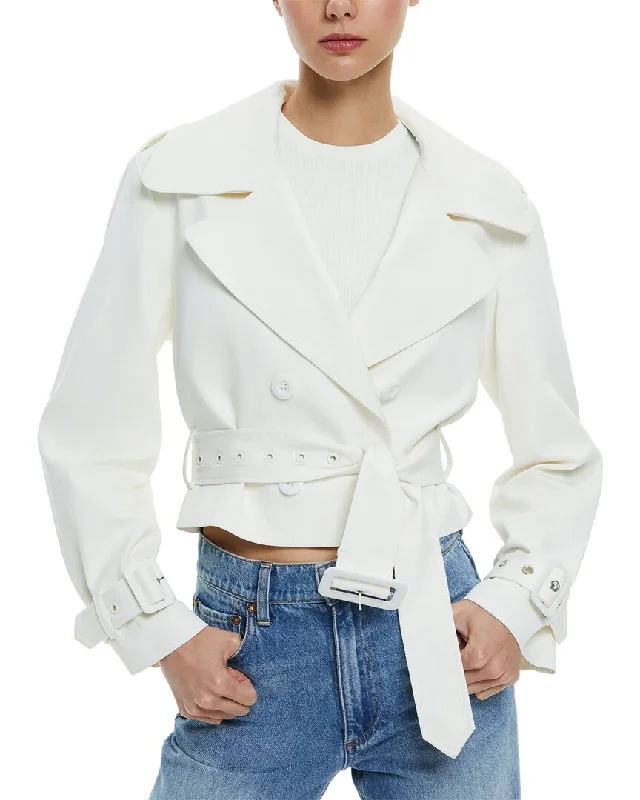 Alice + Olivia Keith Cropped Trench Coat Striped Polka Dot Solid