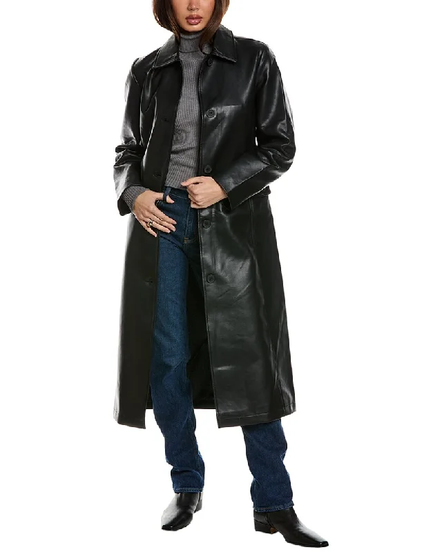 Rebecca Minkoff Trench Coat Square Neck One-Shoulder Off-the-Shoulder
