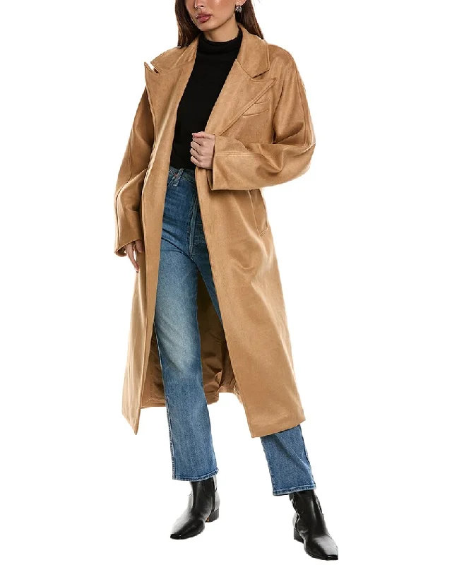 Rebecca Minkoff Trench Coat Peter Pan Collar Cowl Neck Turtleneck