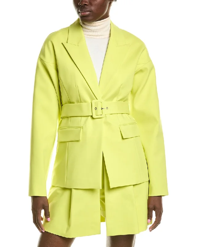 Bcbgmaxazria Belted Jacket Notch Collar Peter Pan Collar Cowl Neck