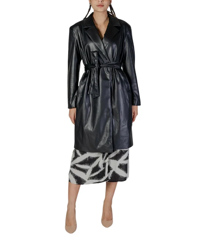 Only Low-Cut V-Neck Long Sleeve Coat Tailored Straight A-Line