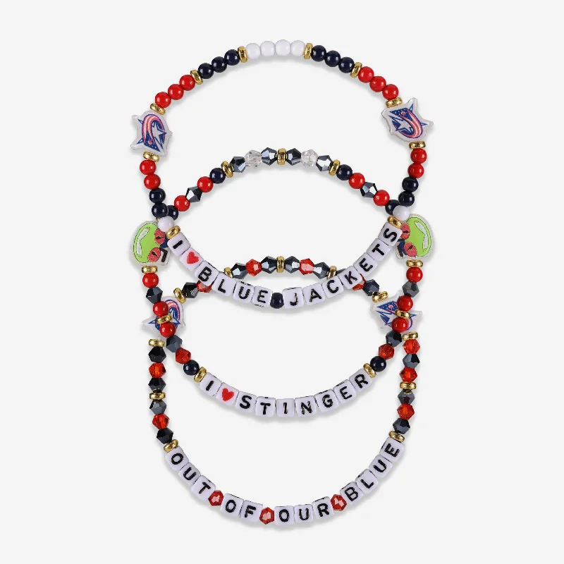 Columbus Blue Jackets 3 Pack Friendship Bracelet Zippered Front Buttoned Front Snap Front Columbus Blue Jackets 3 Pack Friendship Bracelet Zippered Front Buttoned Front Snap Front