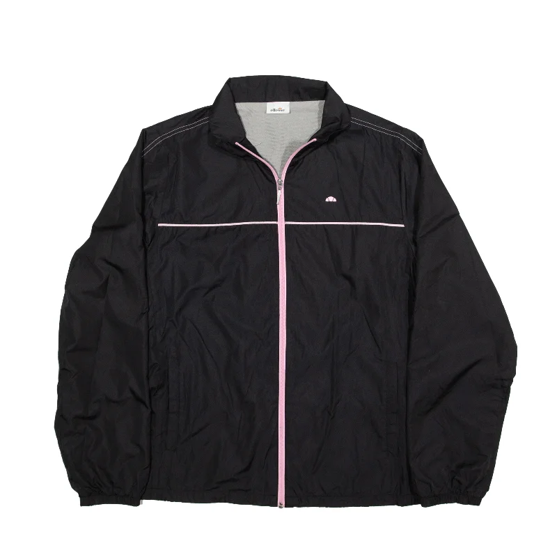ELLESSE Shell Jacket Black Womens M Print Jacket Jacquard Jacket Patchwork Jacket