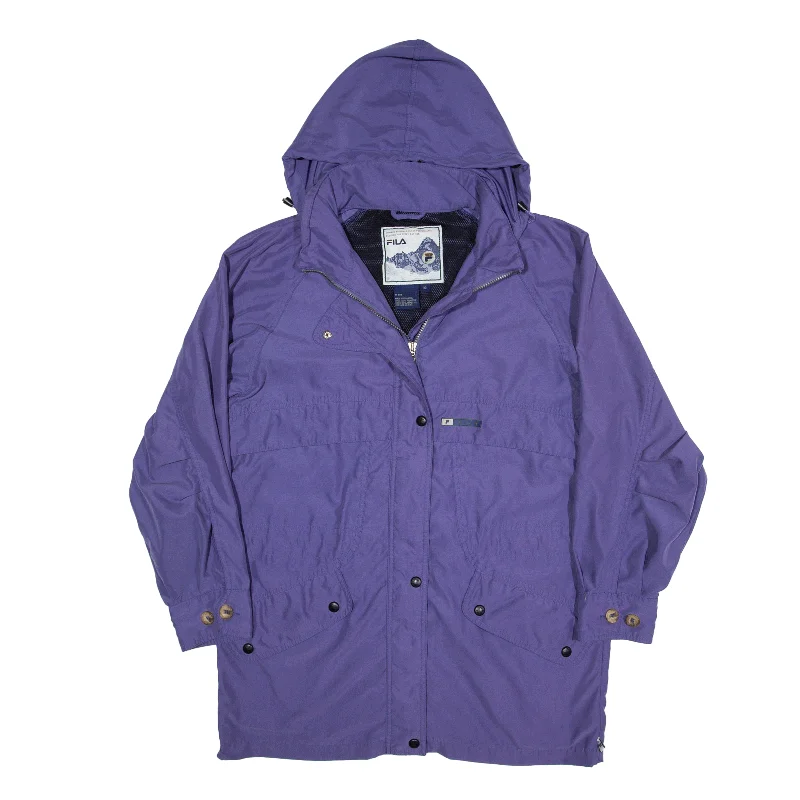 FILA Parka Jacket Purple Womens M Hooded Jacket Caped Jacket Shawl Collar Jacket