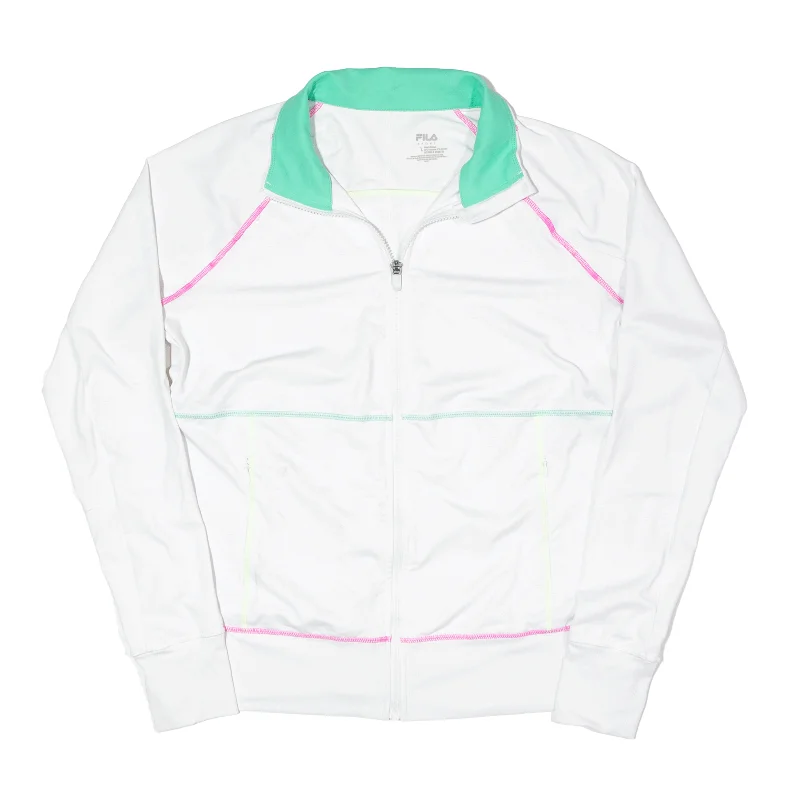 FILA SPORT Y2K Track Jacket White Womens L Anorak Shell Jacket Lightweight Jacket