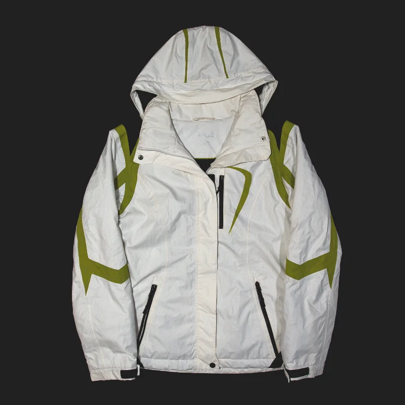 FILA Sports Insulated White Rain Jacket Womens S One-Shoulder Jacket Off-the-Shoulder Jacket Asymmetrical Jacket FILA Sports Insulated White Rain Jacket Womens S One-Shoulder Jacket Off-the-Shoulder Jacket Asymmetrical Jacket