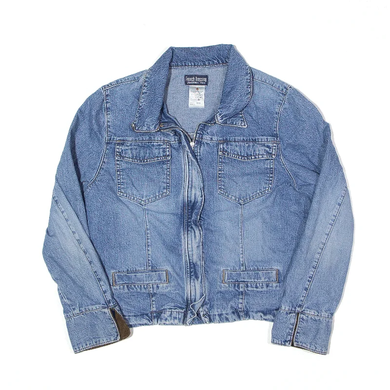 FRENCH DRESSING Jacket Blue Denim Womens S Appliqued Jacket Beaded Jacket Sequined Jacket FRENCH DRESSING Jacket Blue Denim Womens S Appliqued Jacket Beaded Jacket Sequined Jacket