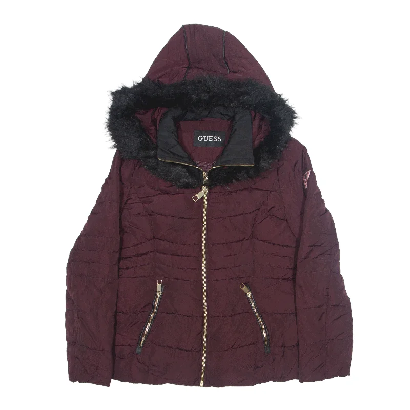 GUESS Insulated Puffer Jacket Purple Womens M Striped Jacket Polka Dot Jacket Floral Jacket