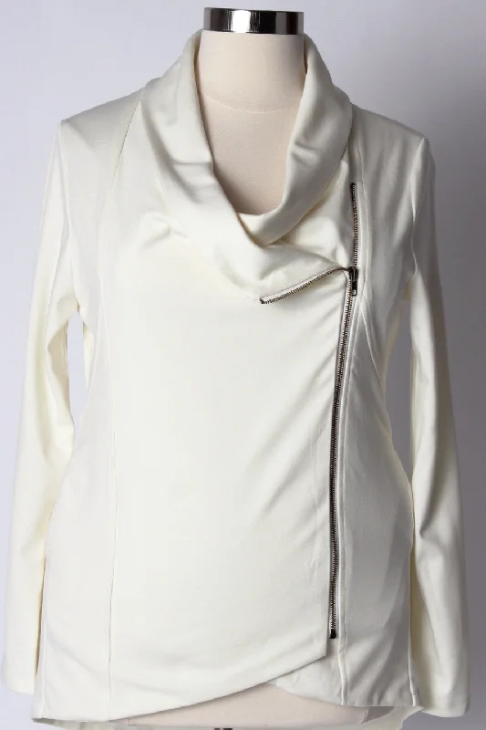 Hold Me Close Zip-up Jacket - Ivory Oversized Jacket Tailored Jacket Straight Jacket