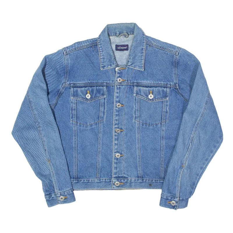 KANGOL Denim Jacket Blue Womens L Cotton Fabric Linen Fabric Terry Fabric
