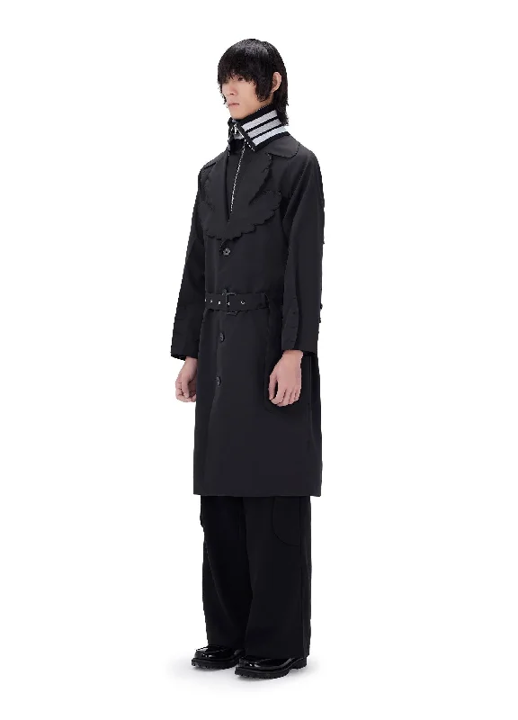 Leaf Collar Belted Overcoat Nylon Polyester Spandex
