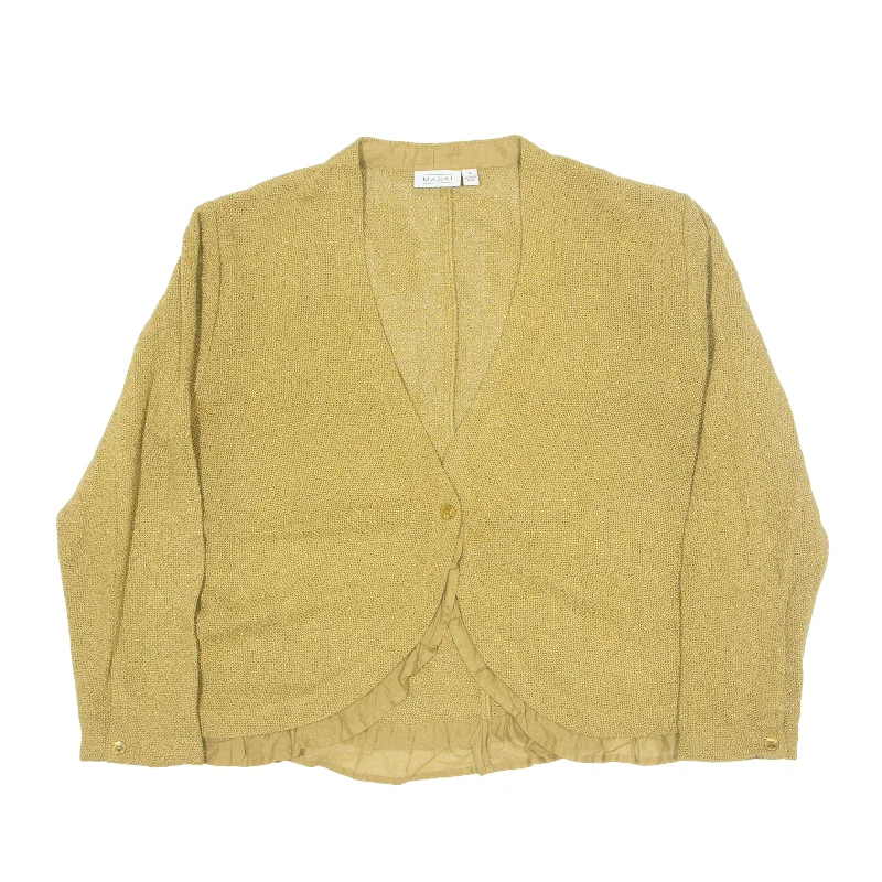 MASAI Frills Overcoat Knit Jacket Gold 90s Womens S Parka Down Jacket Wool Coat
