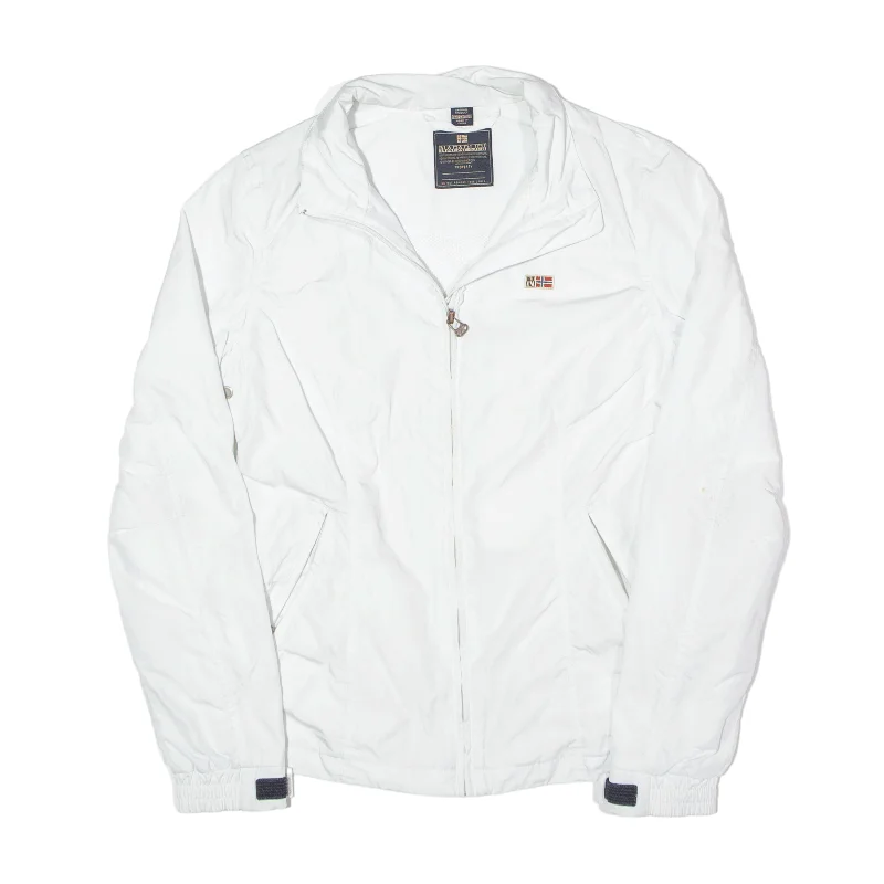 NAPAPIJRI Shell Jacket White Womens M Zippered Front Buttoned Front Snap Front