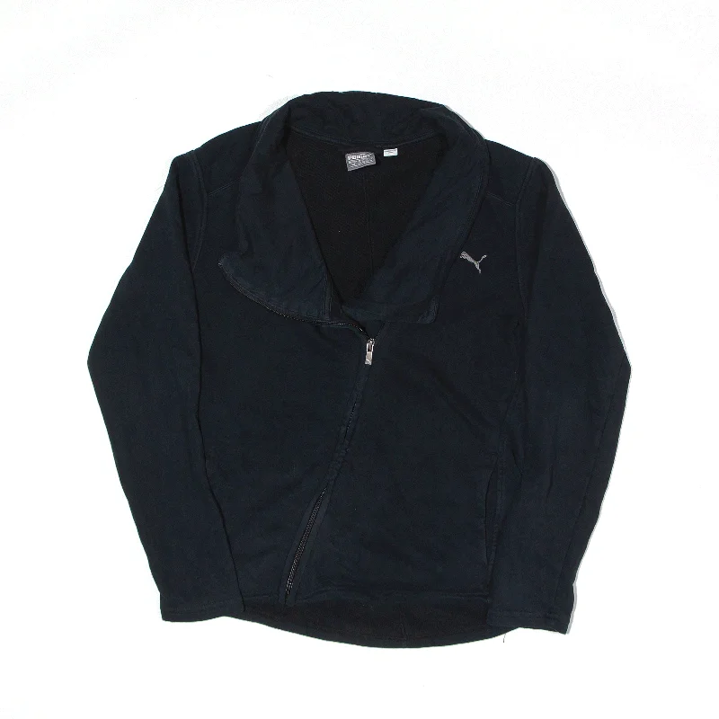 PUMA Jacket Black Track Womens S A-Line Jacket Boat Neck Shawl Collar
