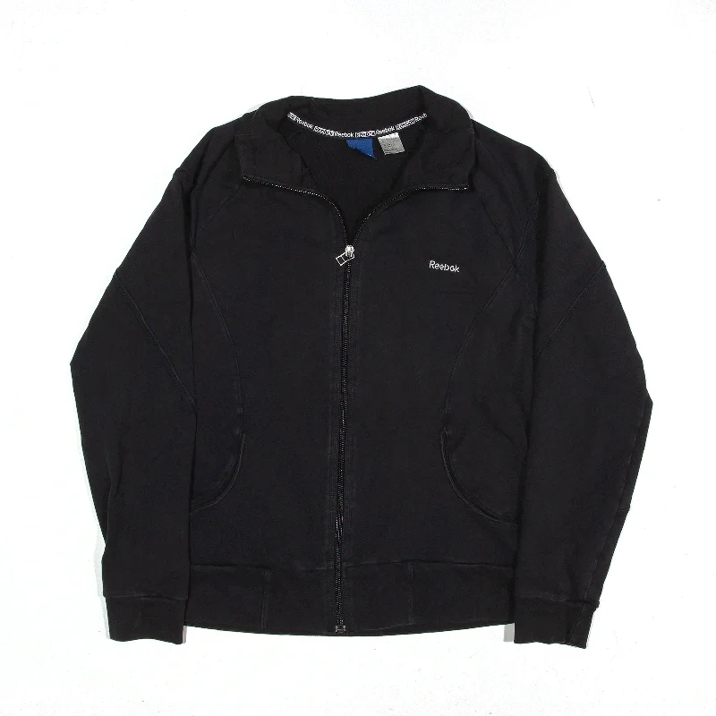 REEBOK Shell Jacket Black Womens UK 16 Chenille Fabric Brocade Fabric Lace Fabric