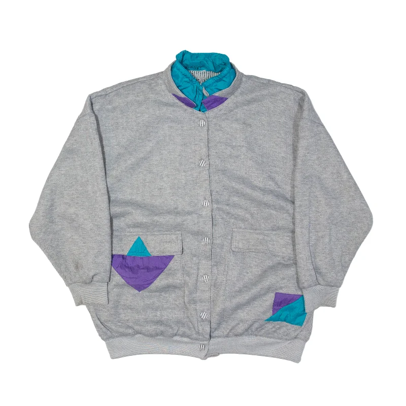Reversible Jacket Grey 80s Crazy Pattern Womens L Satin Fabric Silk Fabric Chiffon Fabric Reversible Jacket Grey 80s Crazy Pattern Womens L Satin Fabric Silk Fabric Chiffon Fabric