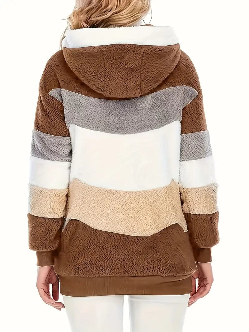 Women's Casual Tie-Dye Fleece Coat Striped Polka Dot Floral