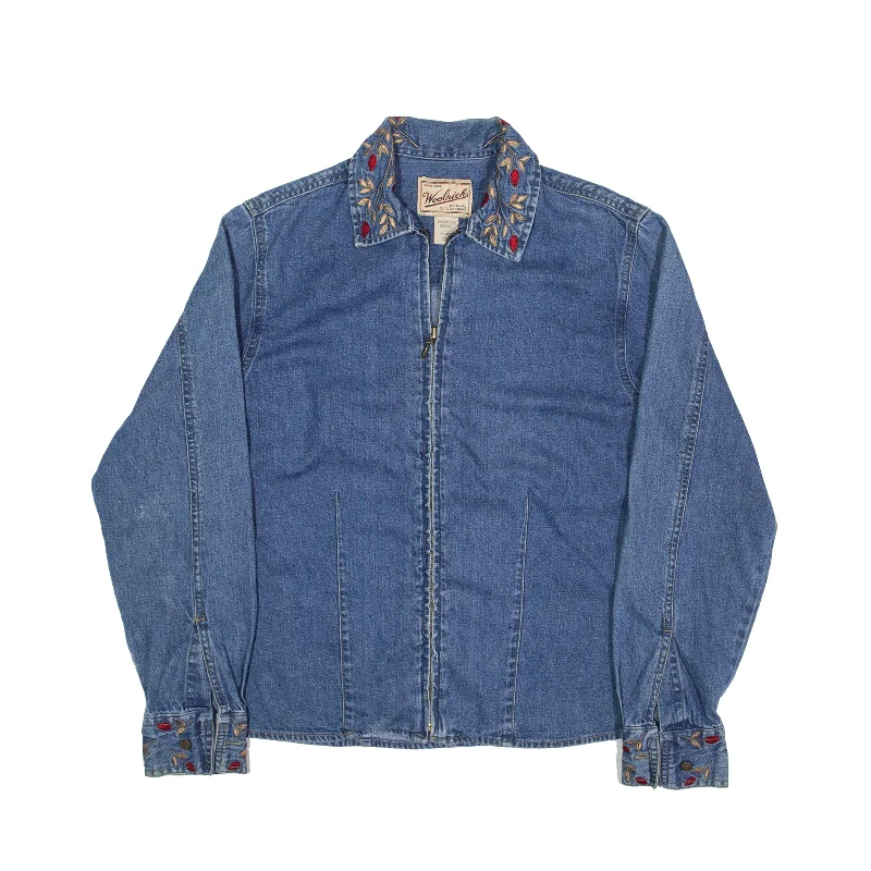 WOOLRICH Denim Jacket Blue Womens S One-Shoulder Jacket Off-the-Shoulder Jacket Asymmetrical Jacket WOOLRICH Denim Jacket Blue Womens S One-Shoulder Jacket Off-the-Shoulder Jacket Asymmetrical Jacket