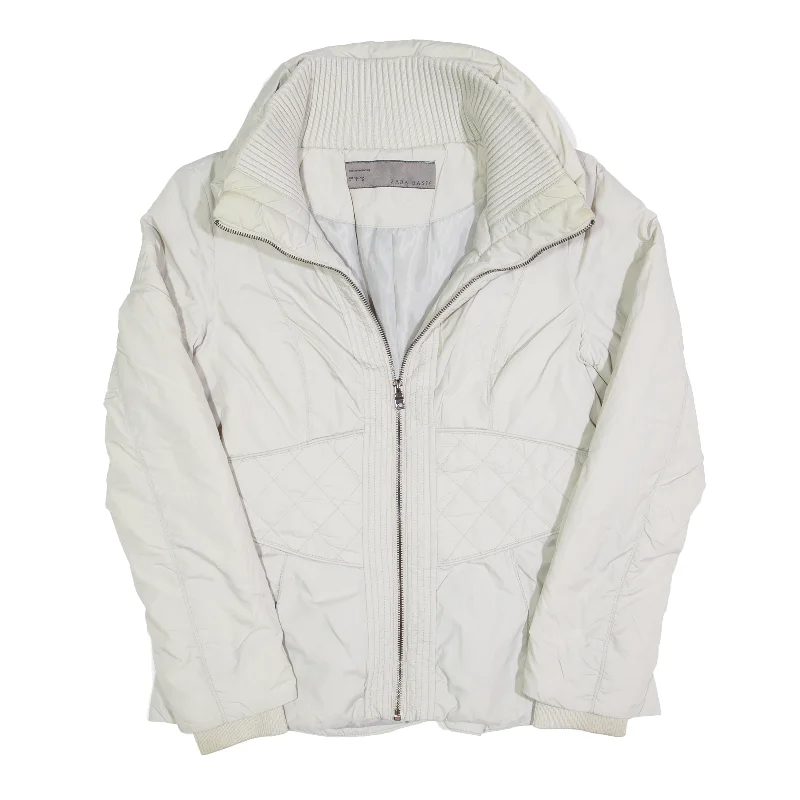 ZARA BASIC Insulated Off White Nylon Puffer Jacket Womens S Striped Jacket Polka Dot Jacket Floral Jacket ZARA BASIC Insulated Off White Nylon Puffer Jacket Womens S Striped Jacket Polka Dot Jacket Floral Jacket