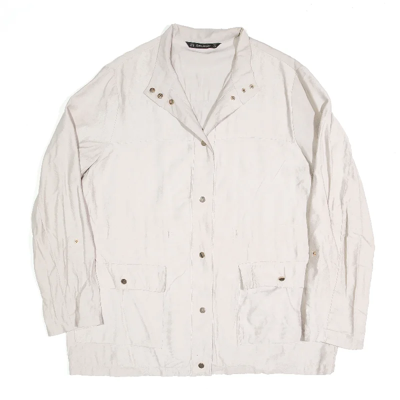 ZARA BASIC Jacket Style Beige Lightweight Jacket Womens XL Herringbone Jacket Checkered Jacket Solid Jacket ZARA BASIC Jacket Style Beige Lightweight Jacket Womens XL Herringbone Jacket Checkered Jacket Solid Jacket